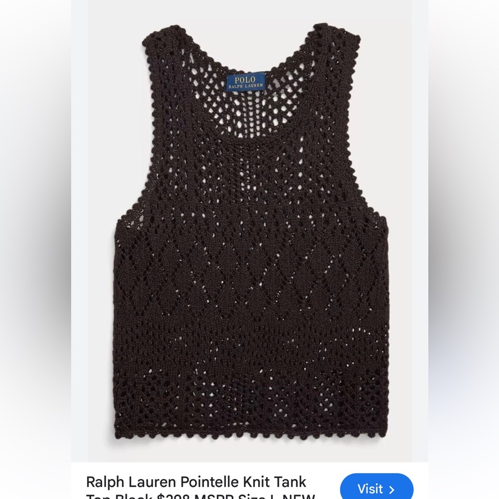 Ralph Lauren Black Cropped Sleeveless Tank Top